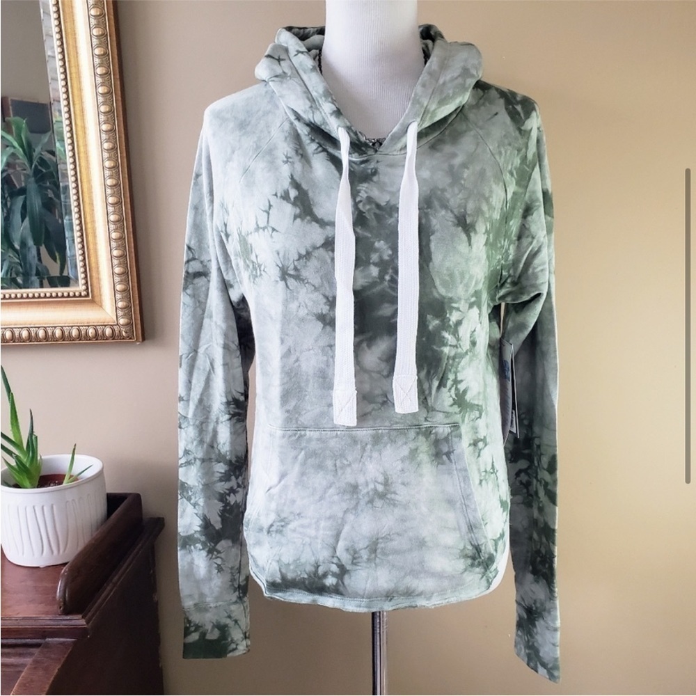 Glyder Rocky Hoodie Green Moss Tie-Dye Oversized Pullover Sweatshirt Size XS